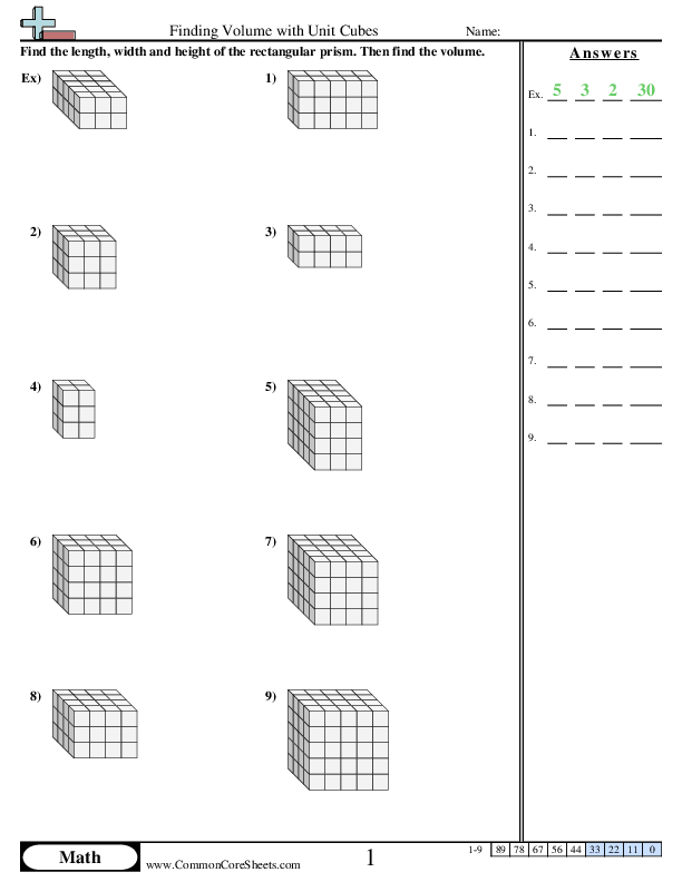 5.md.4 Worksheets - Finding Volume with Unit Cubes worksheet